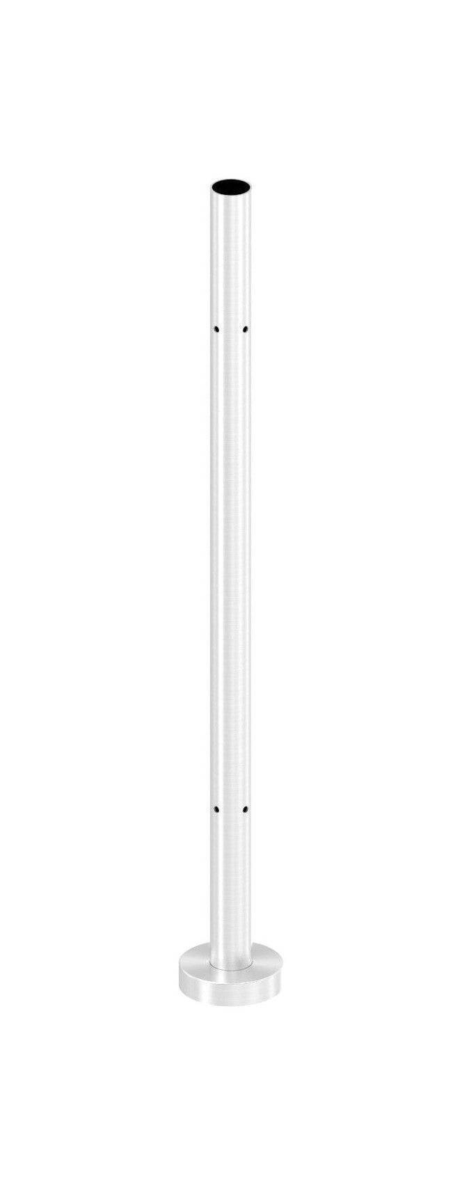 Edelstahlpfosten zur Bodenmontage, Länge 880mm, 4 x M8 Fließformgewinde 90° versetzt, V2A