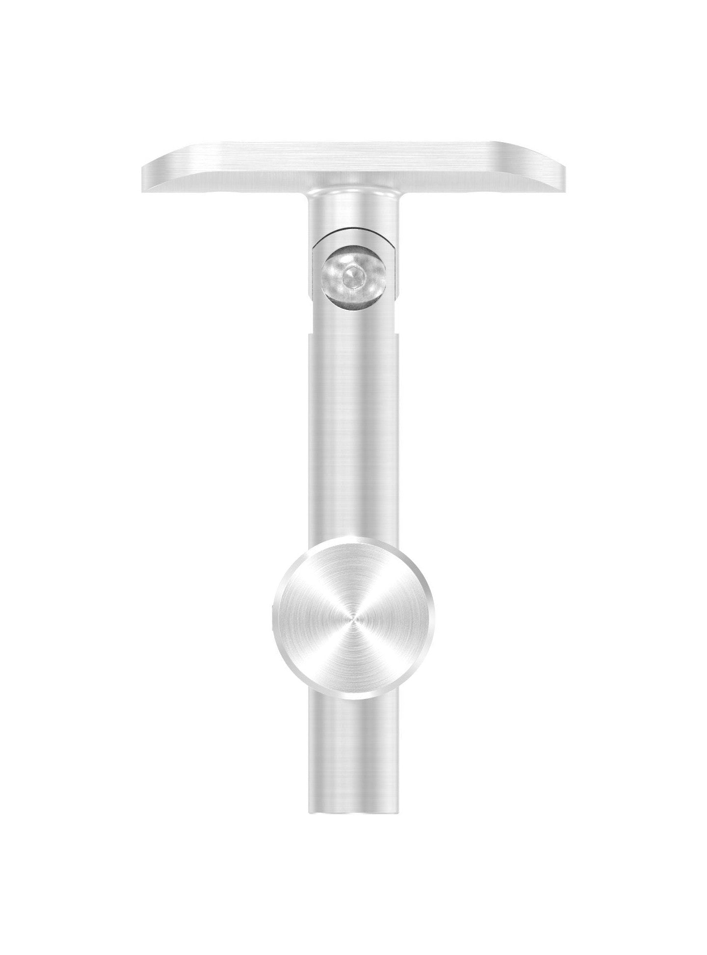 höhenverstellbarer Handlaufhalter mit Gelenk und Halteplatte, zum Anschrauben des Handlaufs, V2A