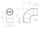 Rohrbogen 90° für Holzhandlauf Ø 42 mm, V2A