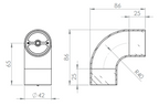 Rohrbogen 90° für Holzhandlauf Ø 42 mm, V2A