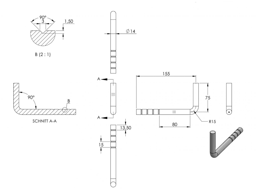 Zeichnung Handlaufhalter Ø 14 mm