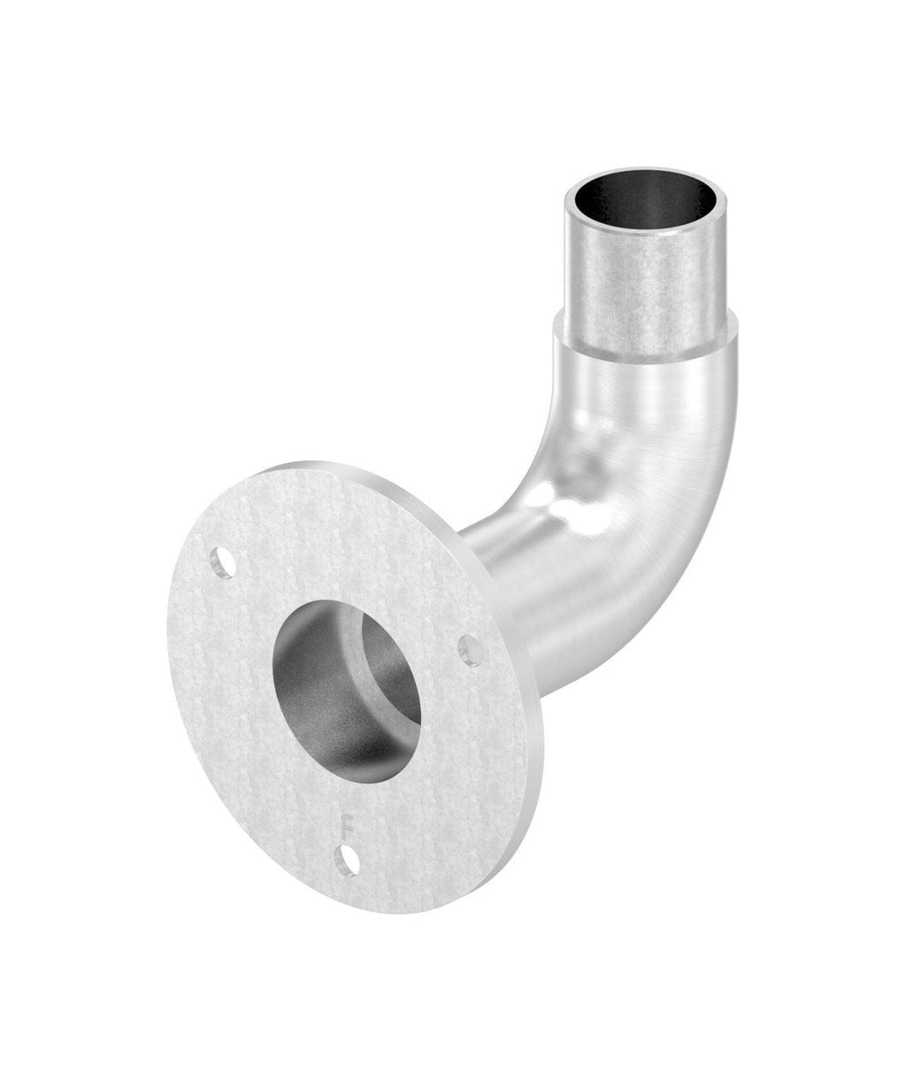 Edelstahl Wandhalter 90° für Rundrohre, abgerundete Form, zum Einstecken ins Rohr, V2A