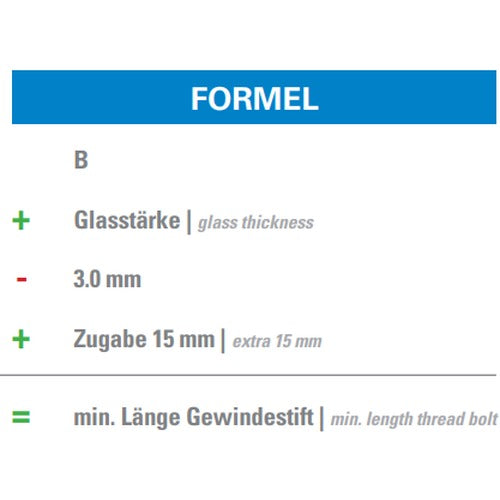 Glaspunkthalter Ø 40 mm selbst zusammenstellen, Oberteil inklusive Gummis, V2A