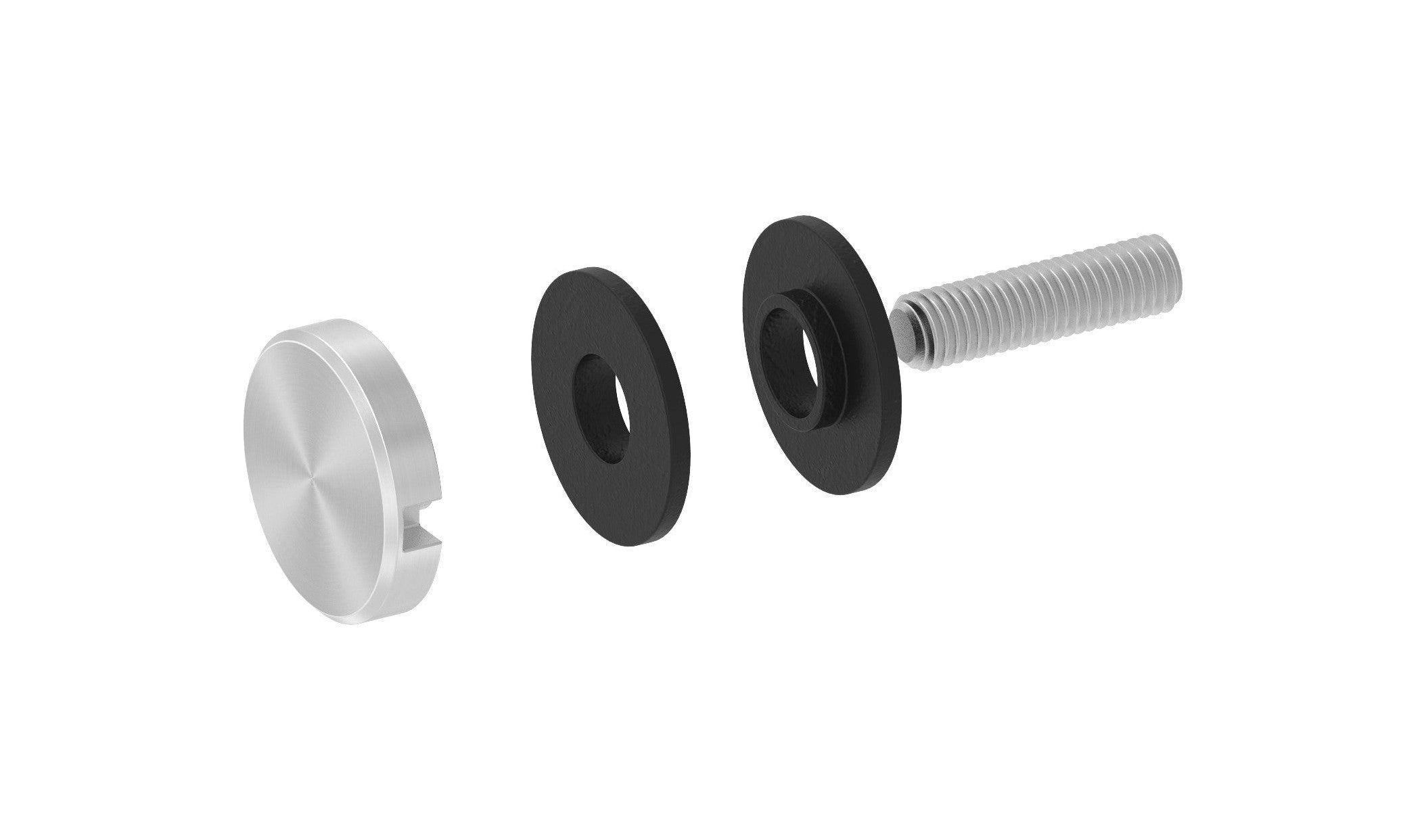 BRENK-fix® Glaspunkthalter Ø 30 mm, mit Gewindestift und Gummipaar / Alu, V2A, V4A