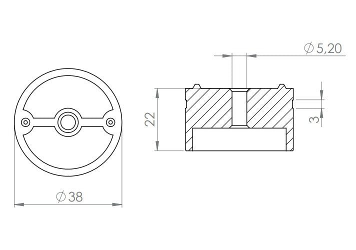Adapter für Holzhandlauf Ø 42 mm, V2A