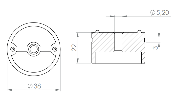 Adapter für Holzhandlauf Ø 42 mm, V2A