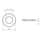 Edelstahl Beilagscheibe für Wandhalter SW10828, V2A