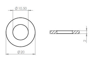Edelstahl Beilagscheibe für Wandhalter SW10828, V2A