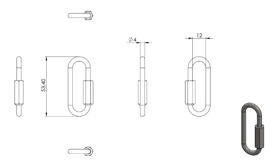 Zeichnung Schraubverbinder lang Ø 4 mm