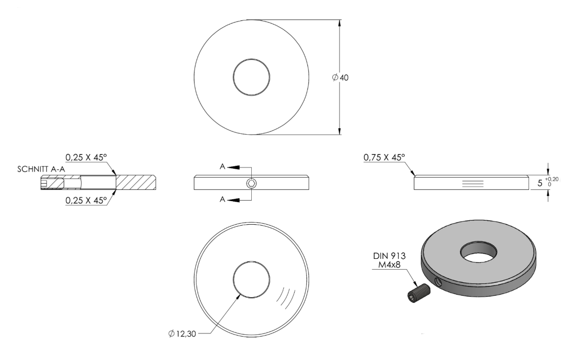 Zeichnung Ronde Ø 40 x 5 mm
