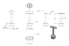 Zeichnung Handlaufstütze für Rohr Ø 42,4 x 2,0 mm, Stift Ø 12 mm, Handlaufanschlussplatte für Rohr Ø 42,4