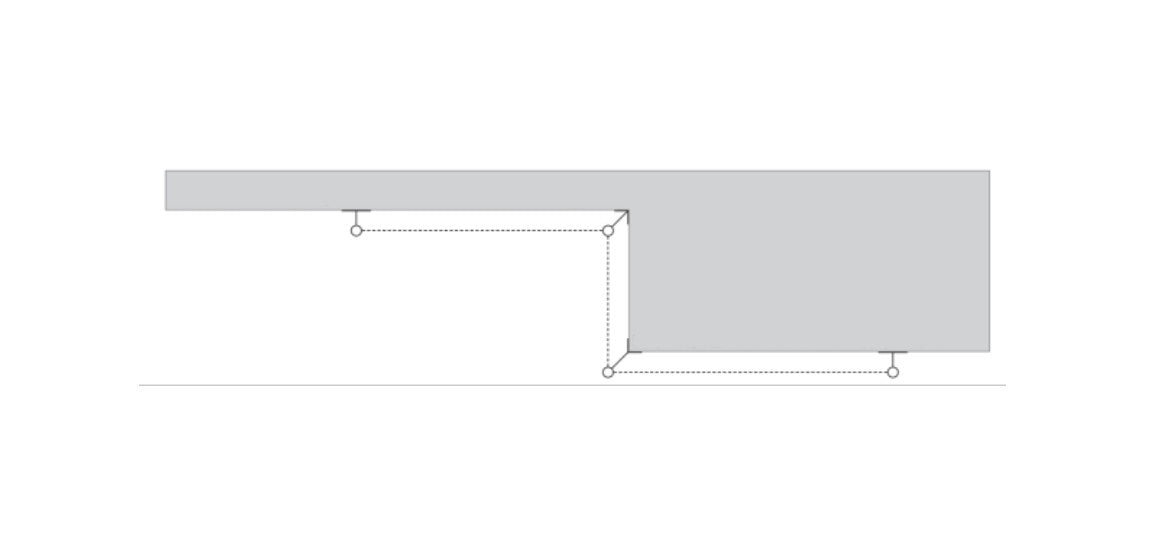 Montagebeispiel mit 2 x Wandbefestigung Endhalterung und je 1 x Wandbefestigung an Außen- und Innenecke