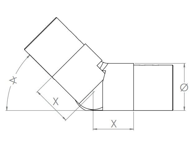flexibler Verbinder für Rund-Nutrohr, aufwärts 25-55°, V2A / V4A