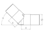 flexibler Verbinder für Rund-Nutrohr, aufwärts 25-55°, V2A / V4A