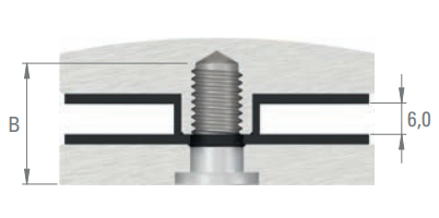 Glaspunkthalter Ø 62 mm selbst zusammenstellen, Oberteil inklusive Gummis, V2A