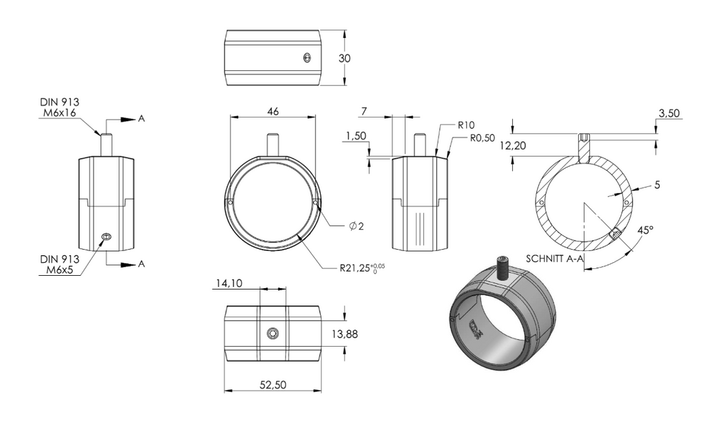 Handlauferhöhung für Rohr Ø 42,4 x 2,0 mm, geeignet zur nachträglichen Montage, V2A / V4A