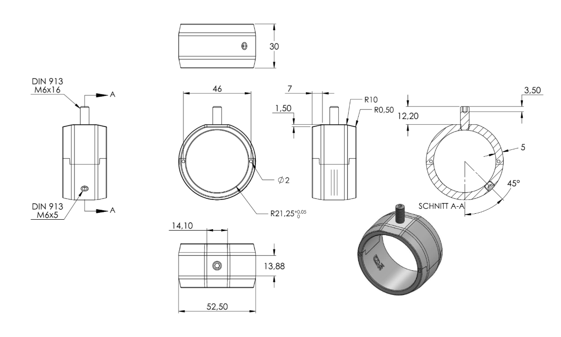 Handlauferhöhung für Rohr Ø 42,4 x 2,0 mm, geeignet zur nachträglichen Montage, V2A / V4A