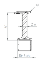 Handlaufstütze Edelstahl aus einem Stück, mit Handlaufanschlussplatte 135°, V2A / V4A