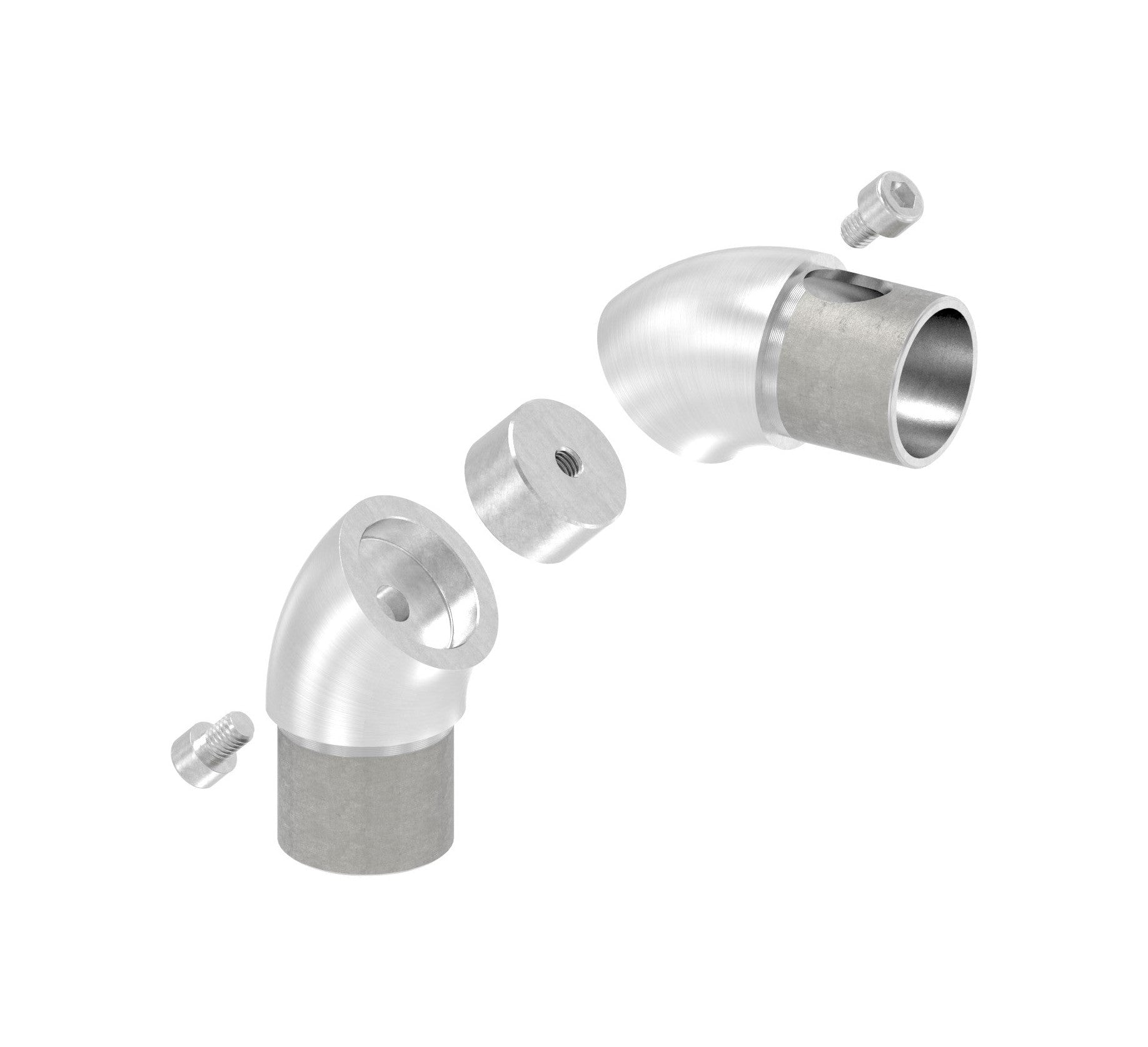 Edelstahl Rohrbogen 90°, stufenlos um 360° drehbar, zum Einstecken ins Rohr, V2A / V4A