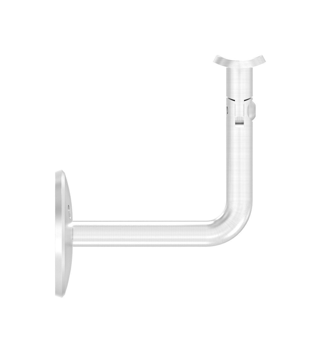 verschraubter  Handlaufhalter mit Gelenk und Anschlussplatte, zum Anschrauben des Handlaufs, V2A
