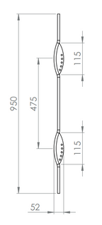 Designstab, Länge 950 mm, V2A