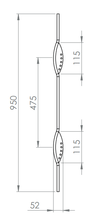 Designstab, Länge 950 mm, V2A