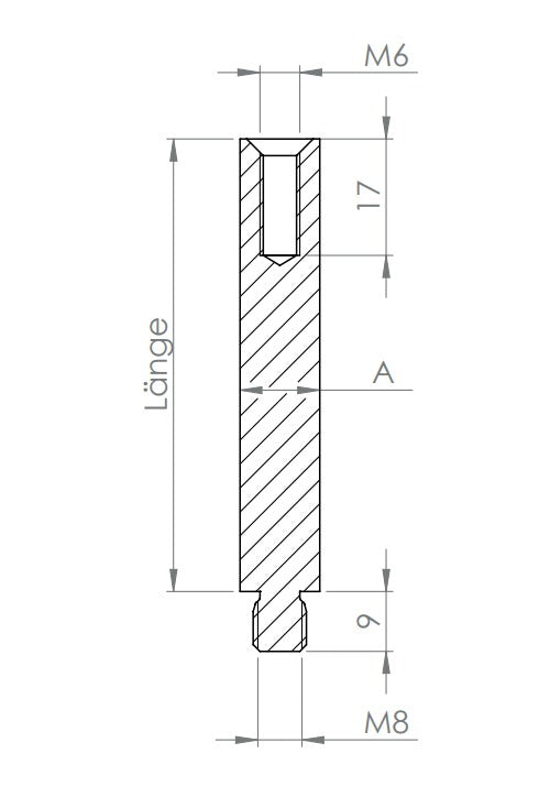 Stift Edelstahl, 1 x Außengewinde, 1 x Innengewinde, V2A