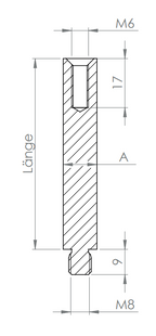 Stift Edelstahl, 1 x Außengewinde, 1 x Innengewinde, V2A