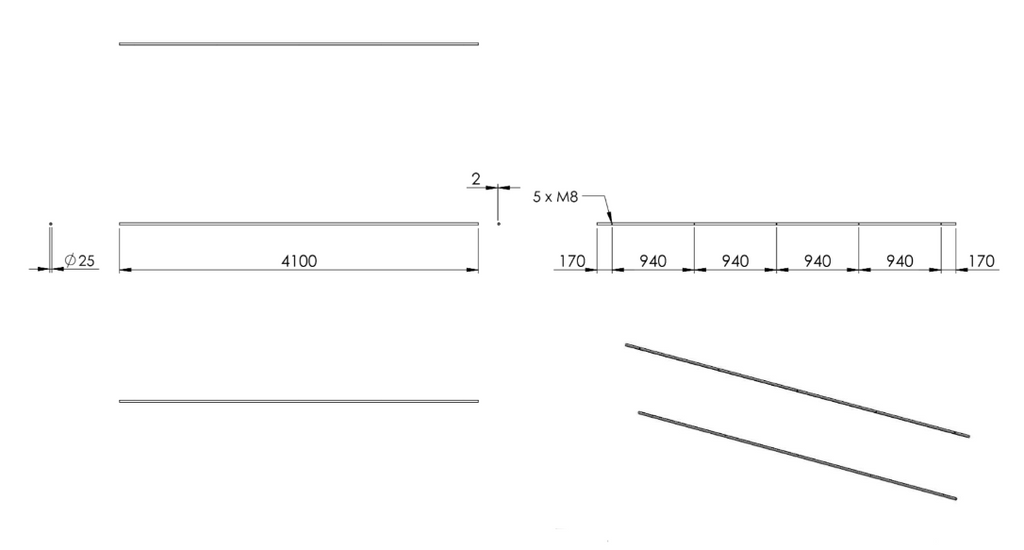 Zeichnung Laufschiene 4100 mm