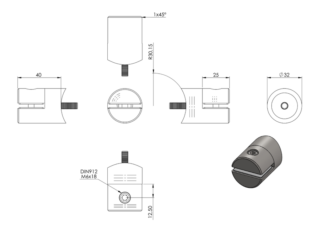 Zeichnung Blechhalter Anschluss Ø 60,3 mm