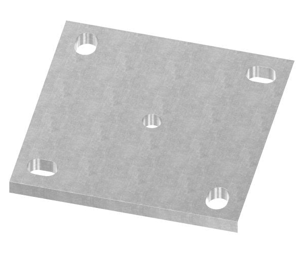 Ankerplatte quadratisch, 4x Langloch, Mittelbohrung Ø 12,5mm, S235JR