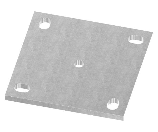 Ankerplatte quadratisch, 4x Langloch, Mittelbohrung Ø 12,5mm, S235JR