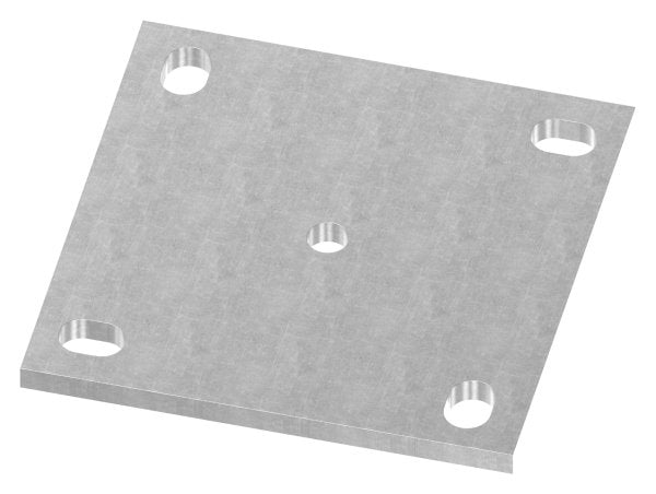 Ankerplatte quadratisch, 4x Langloch, Mittelbohrung Ø 12,5mm, S235JR