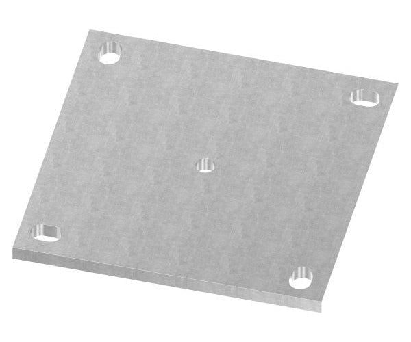 Ankerplatte quadratisch, 4x Langloch, Mittelbohrung Ø 12,5mm, S235JR