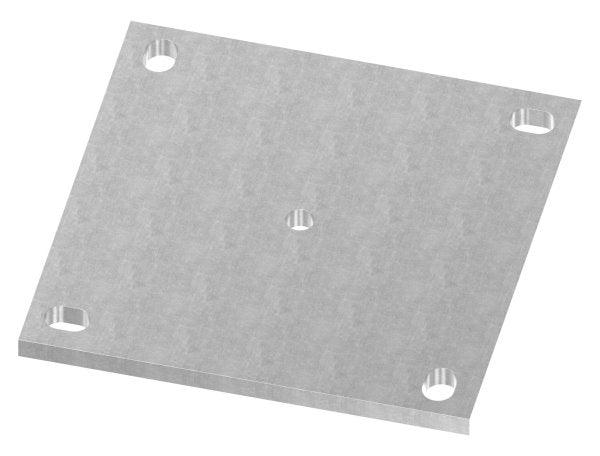 Ankerplatte quadratisch, 4x Langloch, Mittelbohrung Ø 12,5mm, S235JR