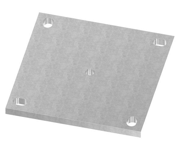 Ankerplatte quadratisch, 4x Langloch, Mittelbohrung Ø 12,5mm, S235JR