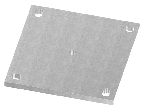 Ankerplatte quadratisch, 4x Langloch, Mittelbohrung Ø 12,5mm, S235JR