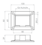 Wandhalter für Rechteck-Nutrohr 60 x 40 x 1,5 mm, V2A