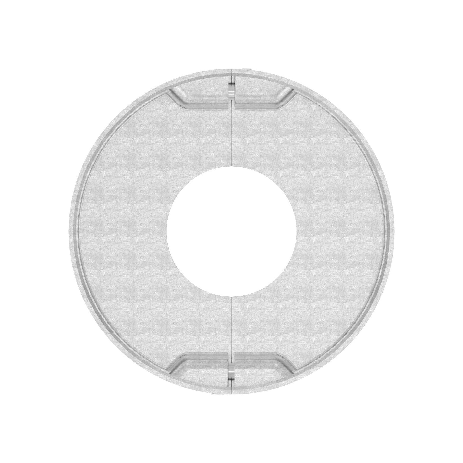 Edelstahl Abdeckrosette für Rundrohre, teilbar, mit Mittelbohrung, Rundschliff, V2A / V4A