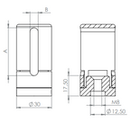 BRENK-fix® Grundhalter für Flachstäbe, mit Innengewinde M8 / Aluminium, V2A