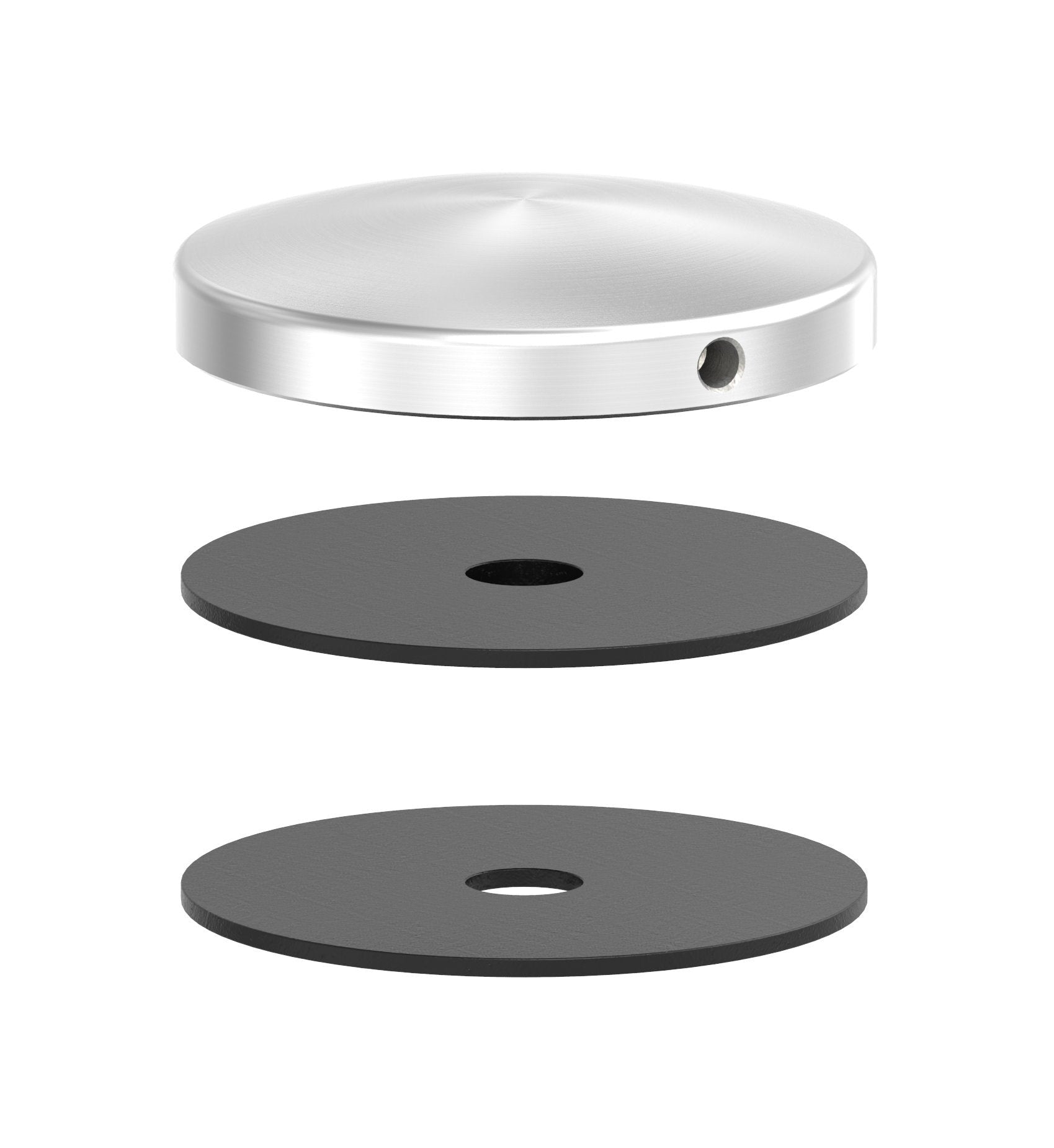 Glaspunkthalter Ø 72 mm selbst zusammenstellen, Oberteil inklusive Gummis, V2A