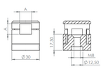 BRENK-fix® Grundhalter für Vierkantstäbe 12 x 12 mm, mit Innengewinde M8 / Alu, V2A