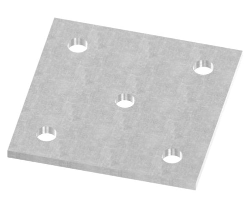 Ankerplatte 120 x 120 x 6mm, 4 Befestigungsbohrungen 13mm, 1 Bohrung 13mm