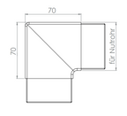 Eckbogen horizontal / Verlaufsecke 90° für Rechteck-Nutrohr 60 x 40 x 1,5 mm, V2A
