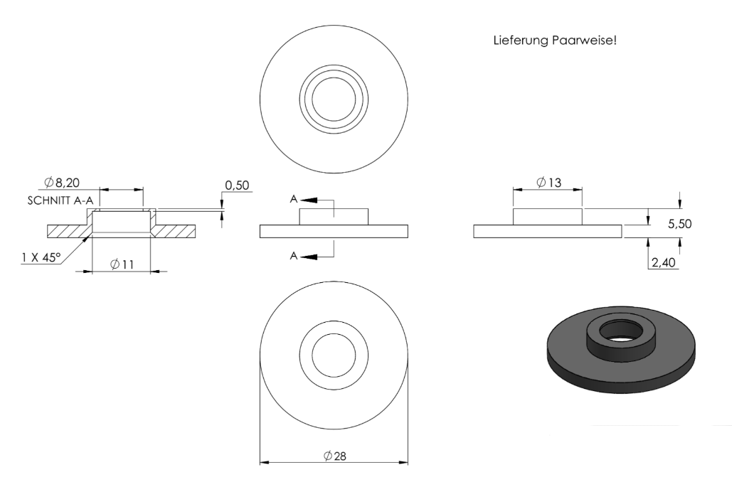 Gummis für Glaspunkthalter Ø 30 mm, 1 Paar