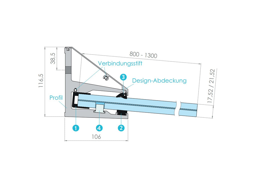 Vordachprofil eleganza CANOPY, zur Wandmontage