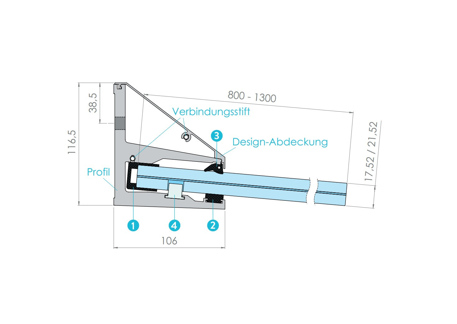 Vordachprofil eleganza CANOPY, zur Wandmontage