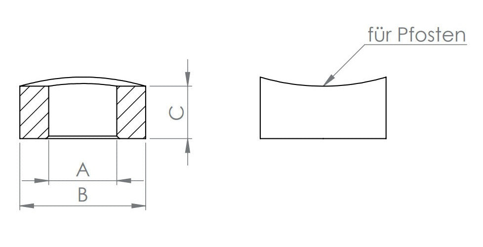 Formanschluss gerade, für Pfosten mit Ø 42,4 mm, V2A