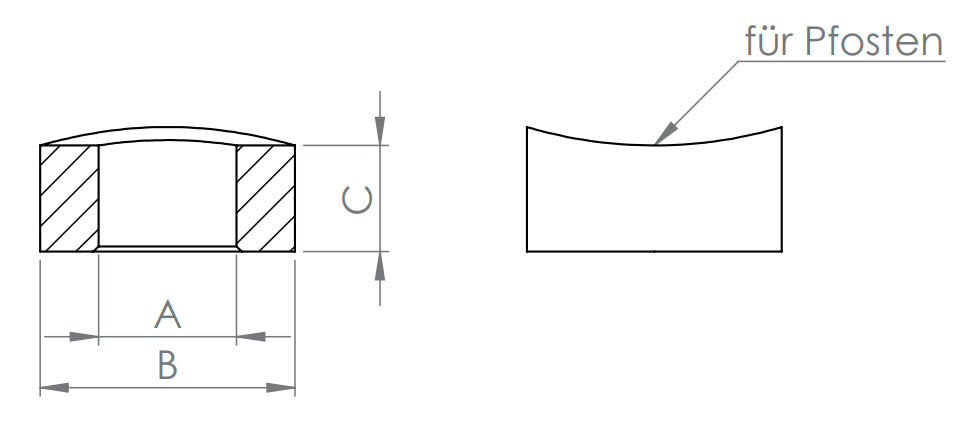 Formanschluss gerade, für Pfosten mit Ø 42,4 mm, V2A