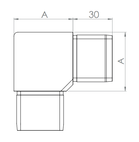Edelstahl Rechteckrohr-Verbinder 90°, zum Einstecken ins Rohr, V4A